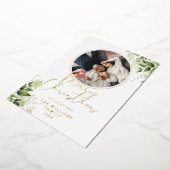 Carte de Noël avec bague dorée et feuillage Photo (Rotation)