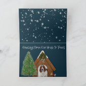 Carte de Noël avec Basset Hound en neige (Intérieur)