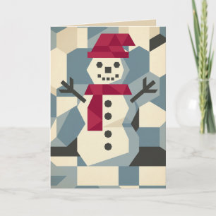 Carte de Noël avec bonhomme de neige en bloc vecto