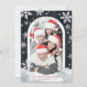 Carte de Noël avec bordure de flocons de neige pou (Devant)