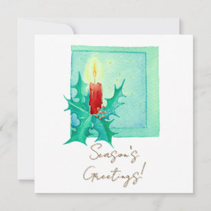 Carte de Noël avec bougie et houx