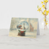 Carte de Noël avec boule à neige de phare (Fleur jaune)
