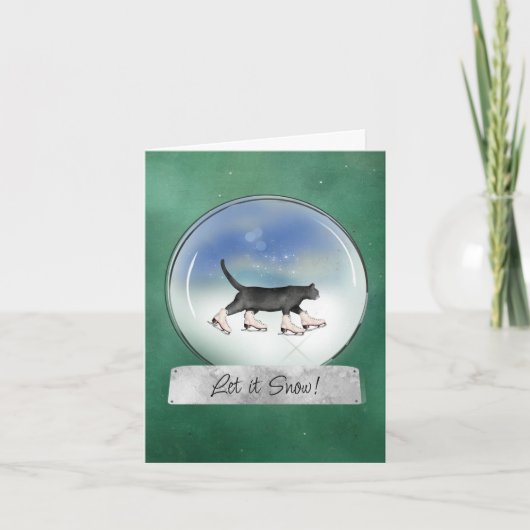 Carte de Noël avec boule à neige représentant un c (Devant)