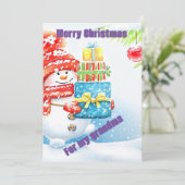 Carte de Noël avec cadeau de bonhomme de neige (Debout devant)