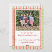 Carte de Noël avec cadre peint rouge et vert, Vaca (Dos)