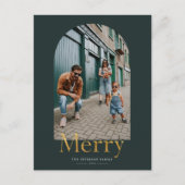 Carte de Noël avec cadre photo en arche dorée (Devant)