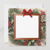 Carte de Noël avec cadre photo Holly et Fir (Devant)
