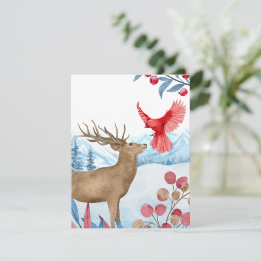 Carte de Noël avec Cerf et Cardinal (Debout devant)