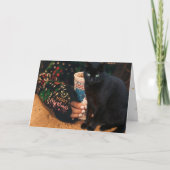 Carte de Noël avec chat noir (Devant)