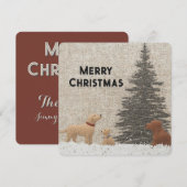Carte de Noël avec chiens et arbre couleur neutre (Devant / Derrière)