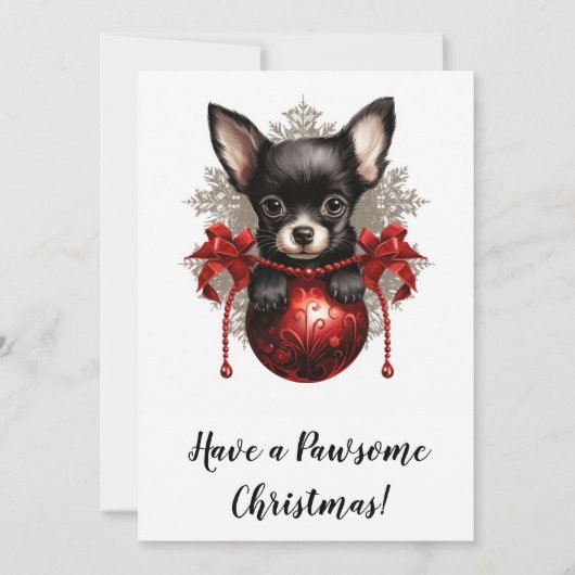 Carte de Noël avec Chihuahua et breloque (Devant)