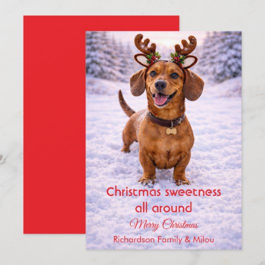 Carte de Noël avec citation douce de chien mignon  (Devant / Derrière)