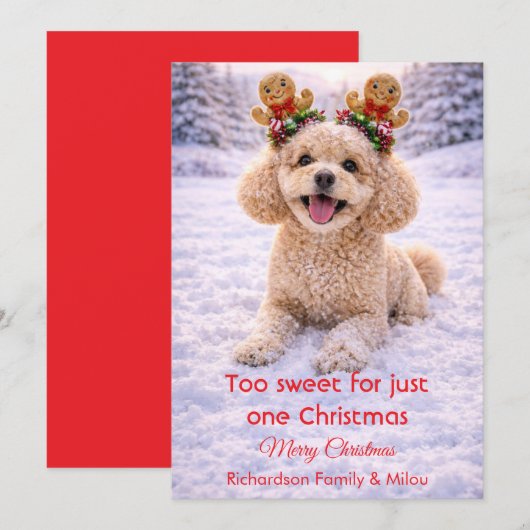 Carte de Noël avec citation douce de chien mignon (Devant / Derrière)
