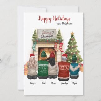 Carte de Noël avec clip art de portrait de famille