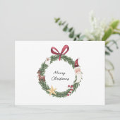 Carte de Noël avec couronne d'aquarelle (Debout devant)