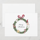 Carte de Noël avec couronne d'aquarelle (Devant / Derrière)