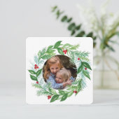 Carte de Noël avec couronne de photo en aquarelle (Debout devant)