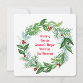 Carte de Noël avec couronne de photo en aquarelle (Dos)