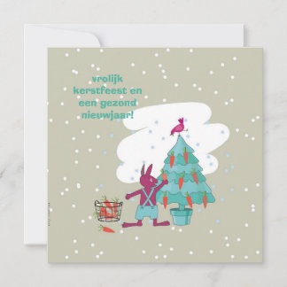 carte de Noël avec décoration de lapin et de carot