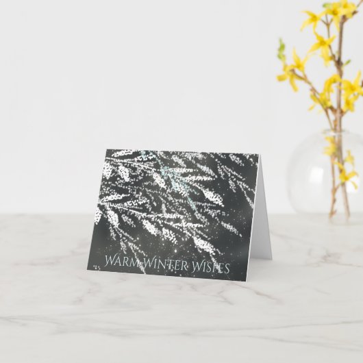 Carte de Noël avec des branches enneigées (Fleur jaune)