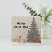 Carte de Noël avec des chiens et un arbre de coule (Debout devant)