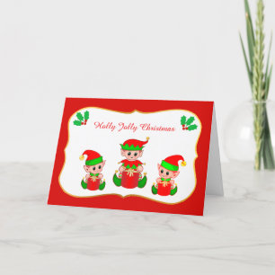 Carte de Noël avec des lutins mignons