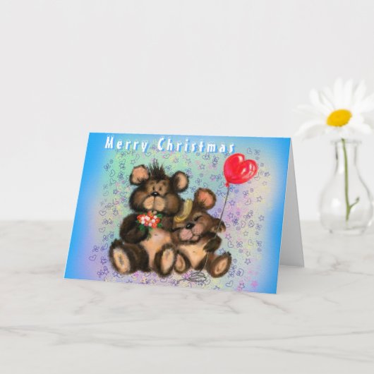 Carte de Noël avec des ours mignons (Petite plante)