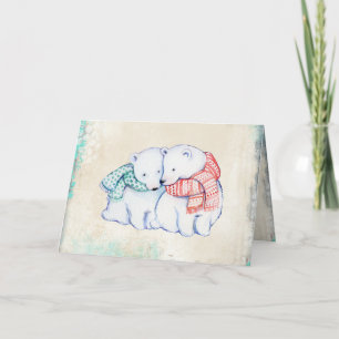 Carte de Noël avec des ours polaires en écharpes