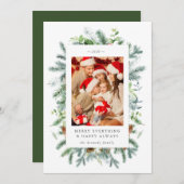 Carte de Noël avec des pins et des baies (Devant / Derrière)