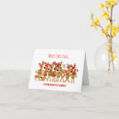 Carte de Noël avec des rennes chants mignons (Fleur jaune)