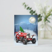 Carte de Noël avec dessin animé voiture rétro & co (Debout devant)