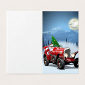 Carte de Noël avec dessin animé voiture rétro & co (Outside Unfolded)