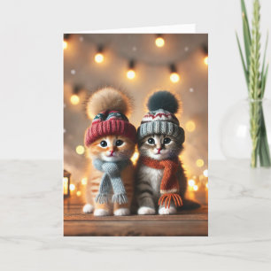 Carte de Noël avec deux chats