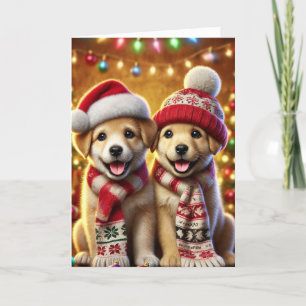 Carte de Noël avec deux chiens