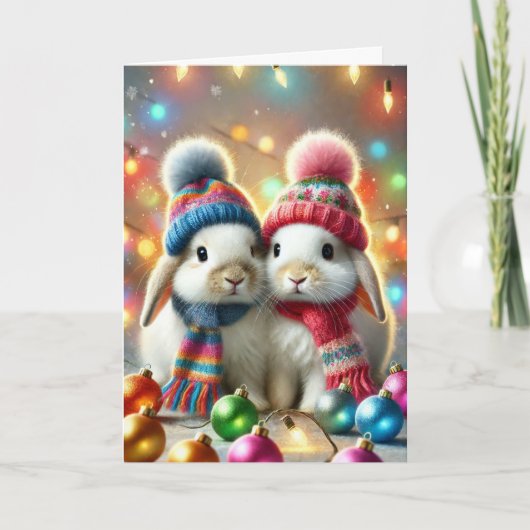 Carte de Noël avec deux lapins (Devant)