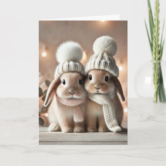 Carte de Noël avec deux lapins (Devant)