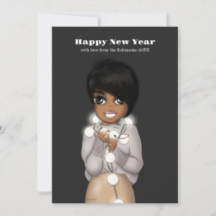 Carte de Noël avec Femme Afro-Américaine et Guirla