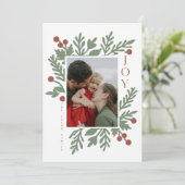 Carte de Noël avec feuillage de Noël Photo de vaca (Debout devant)