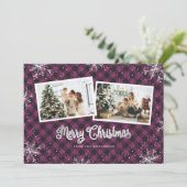 Carte de Noël avec flacon de neige en argent mauve (Debout devant)