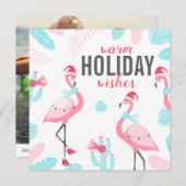 Carte de Noël avec flamant rose Père Noël (Devant / Derrière)