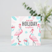 Carte de Noël avec flamant rose Père Noël (Debout devant)