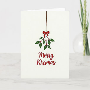 Carte de Noël avec gui suspendu