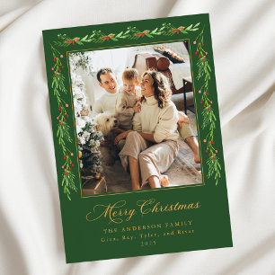 Carte de Noël avec guirlande de houx