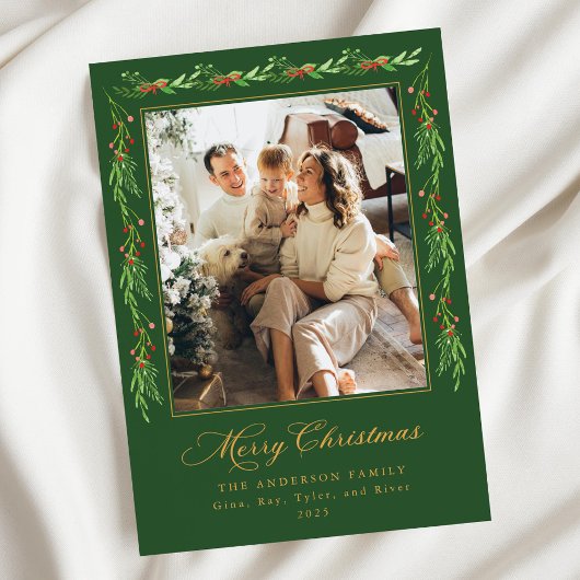 Carte de Noël avec guirlande de houx
