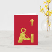 Carte de Noël avec icône dorée d'opérateur radio a (Fleur jaune)