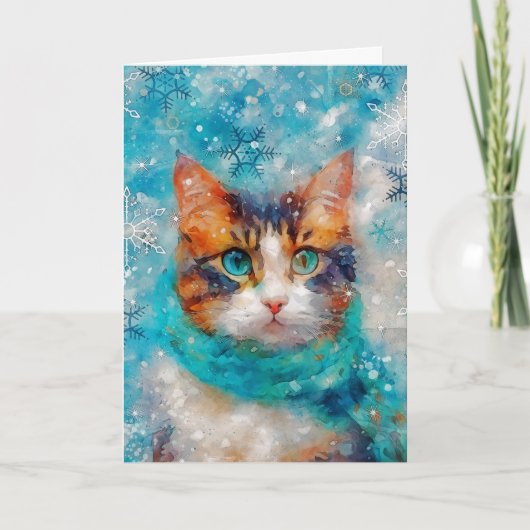 Carte de Noël avec impression de chat en média mix (Devant)