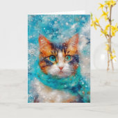 Carte de Noël avec impression de chat en média mix (Fleur jaune)