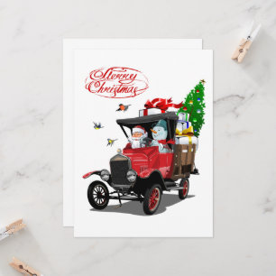 Carte de Noël avec le camion de Santa dessiné