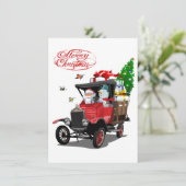 Carte de Noël avec le camion de Santa dessiné (Debout devant)