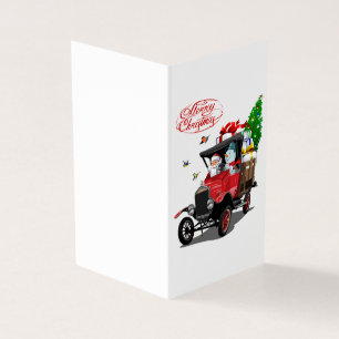 Carte de Noël avec le camion de Santa dessiné